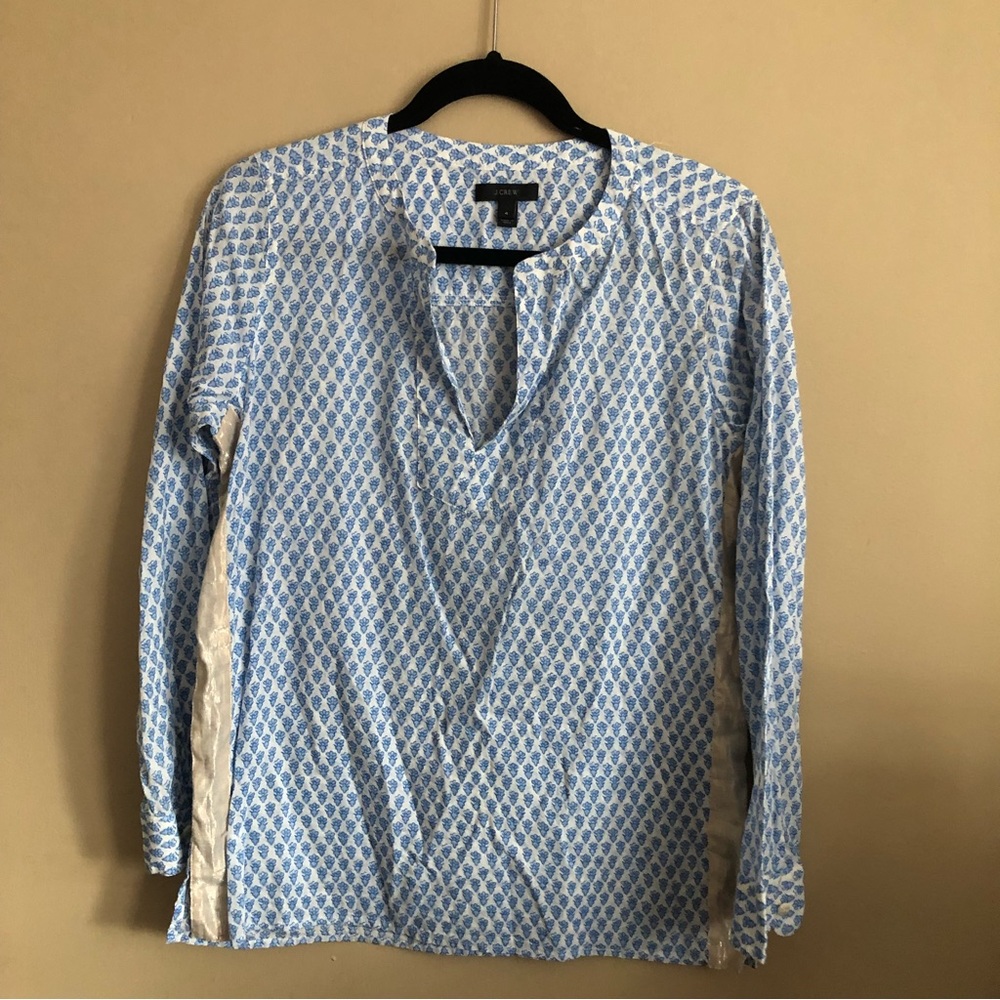 J Crew Tunic Blouse with Metallic Side Panel Size 4